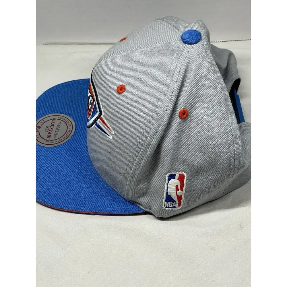 Oklahoma City OKC NBA Hat Mitchell & Ness Snap back Cap Gray Blue Men